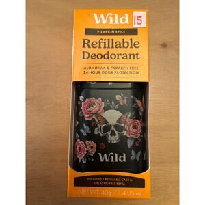 #15 New Wild Cosmetics Refillable Deodorant Skull Roses Pumpkin Spice Alum Free